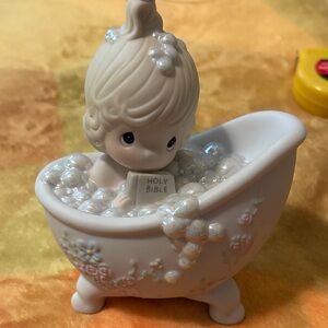 Precious Moments White and Pink Bathtub Figurine